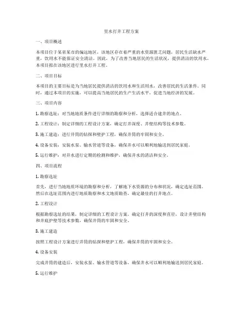 里水打井工程方案