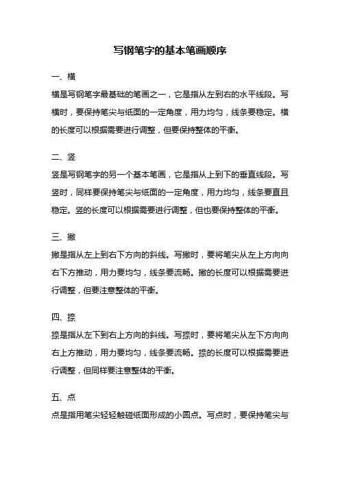 写钢笔字的基本笔画顺序