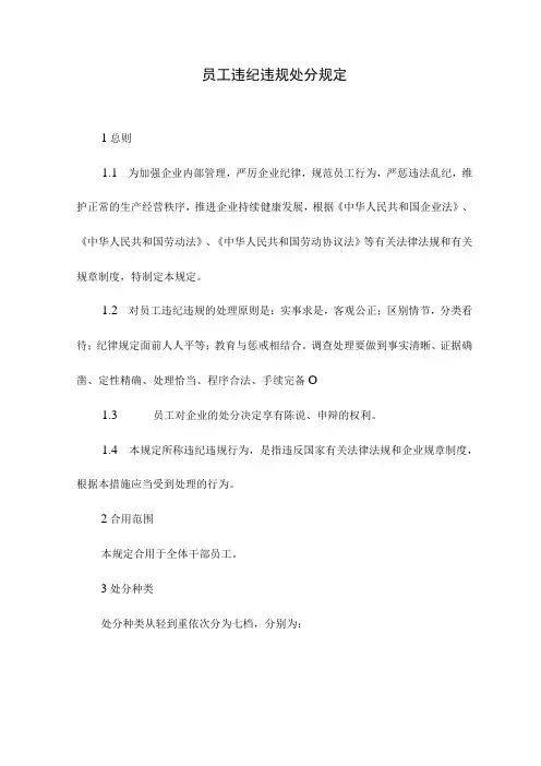违纪违规员工处罚规定
