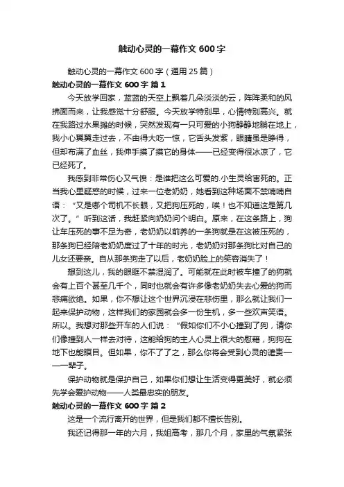 触动心灵的一幕作文600字（通用25篇）
