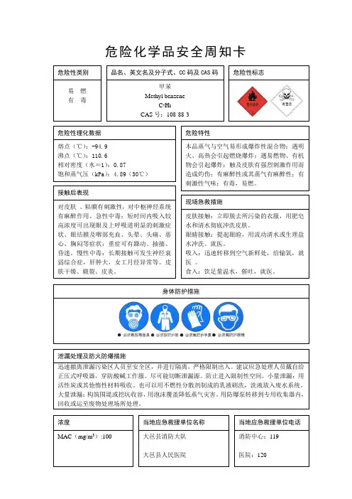 危险化学品安全周知卡-胶粘剂行业最常见5种