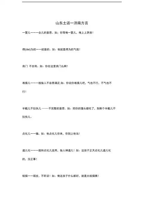 山东土话—济南方言