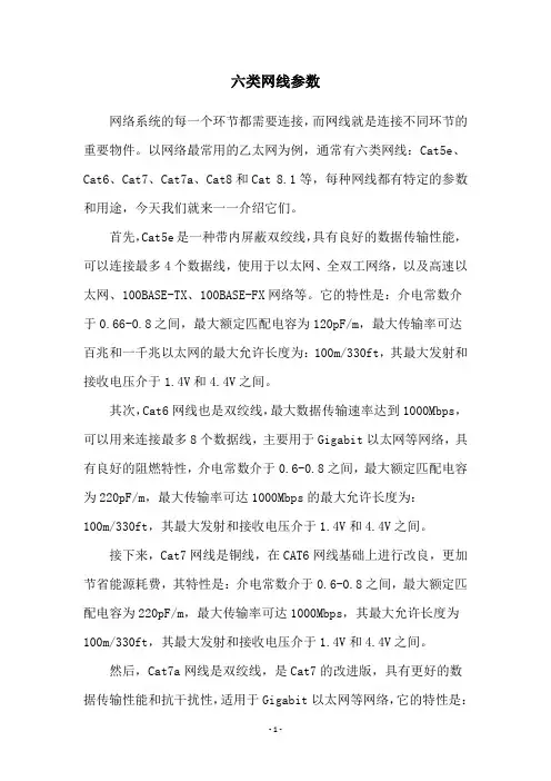 六类网线参数