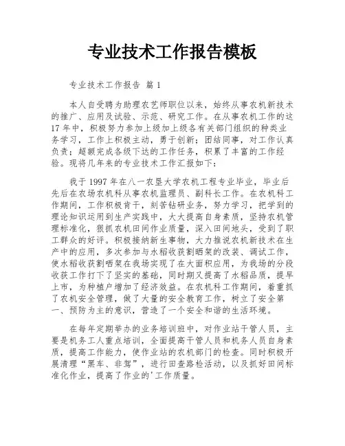 专业技术工作报告模板