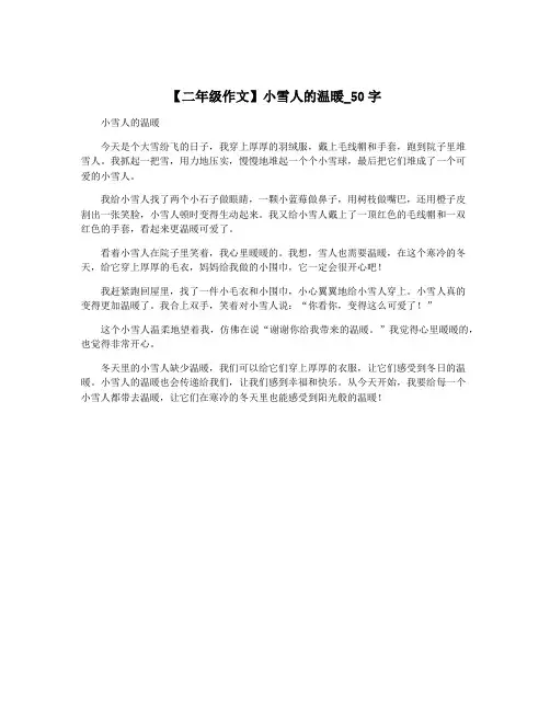 【二年级作文】小雪人的温暖_50字