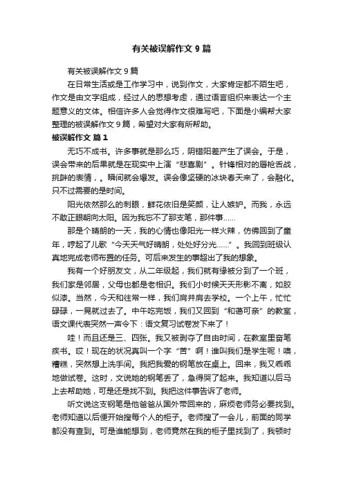 有关被误解作文9篇