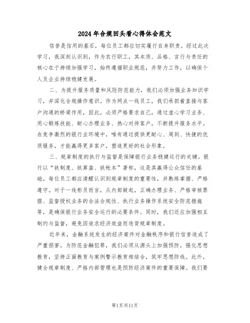 2024年合规回头看心得体会范文（6篇）