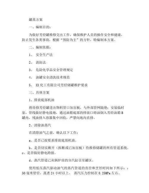 油罐蒸罐方案