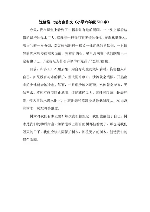 这脑袋一定有虫作文(小学六年级500字).doc