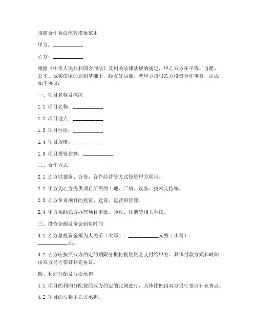 招商合作协议流程模板范本
