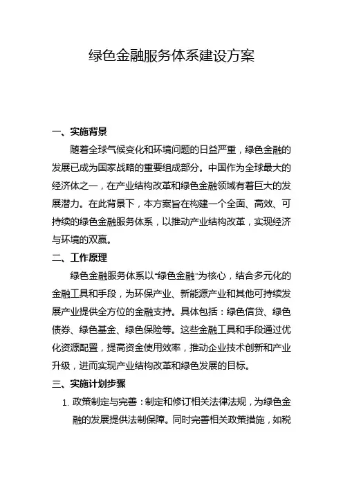 绿色金融服务体系建设方案(一)
