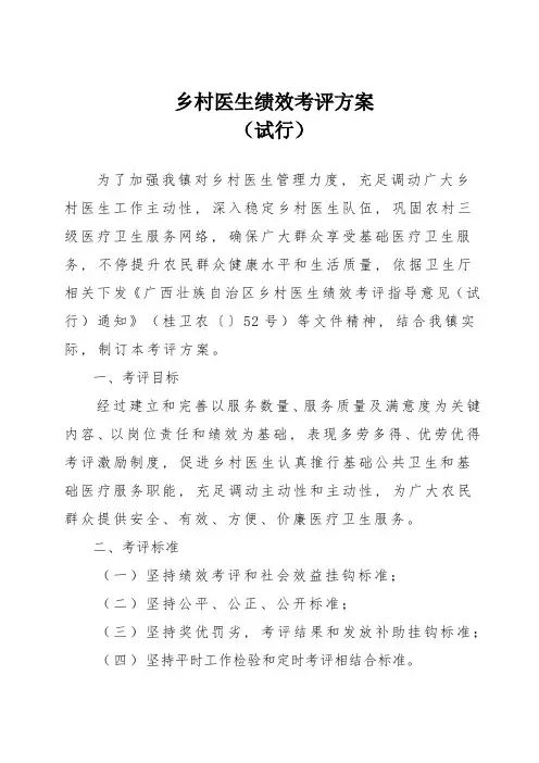 乡村医生绩效管理考核专项方案