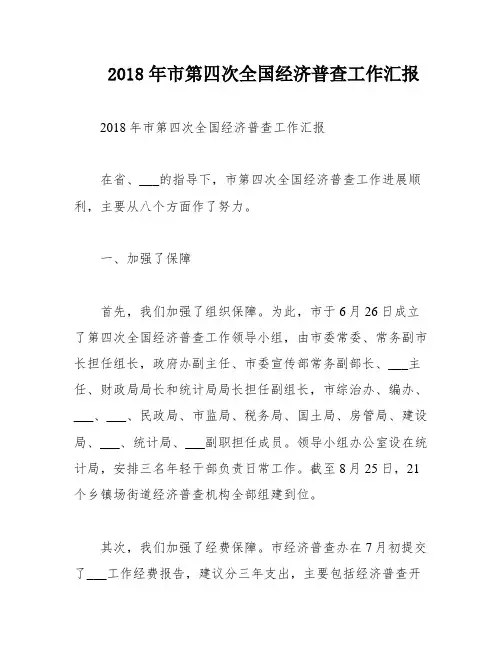 2018年市第四次全国经济普查工作汇报