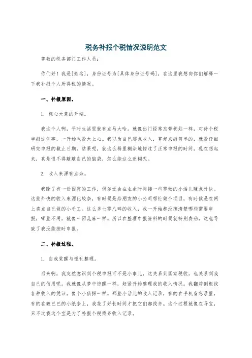 税务补报个税情况说明范文