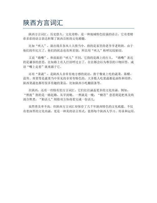 陕西方言词汇