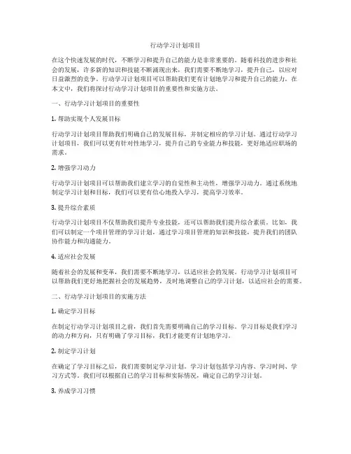 行动学习计划项目