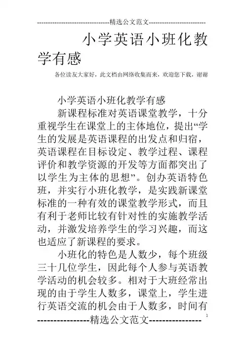 小学英语小班化教学有感