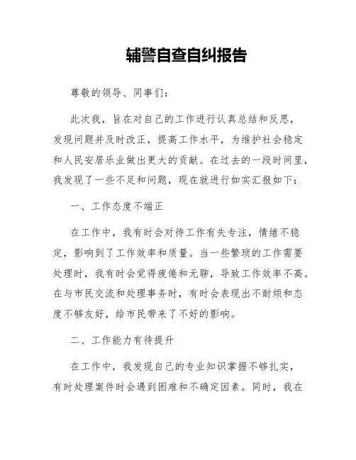 辅警自查自纠报告