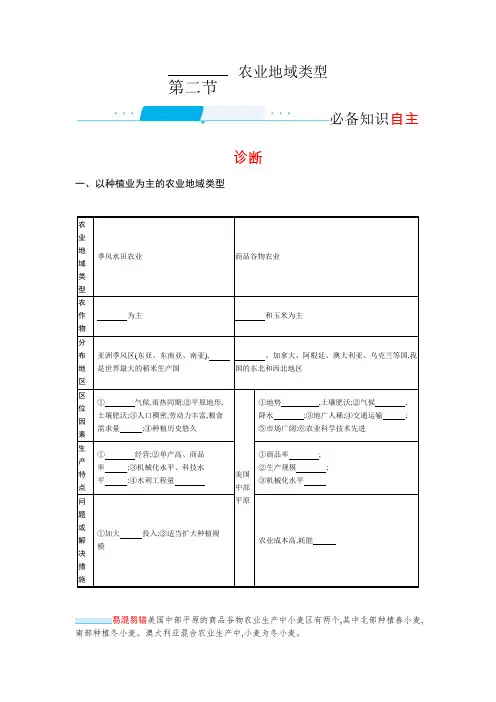 2022高考地理人教版总复习学案-9.2-农业地域类型-含解析