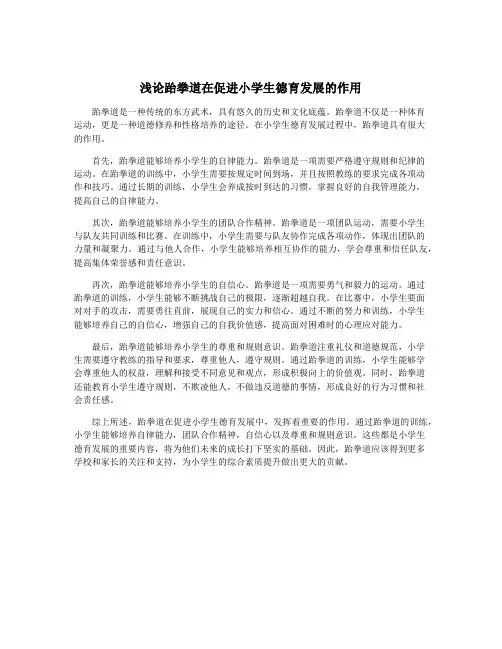 浅论跆拳道在促进小学生德育发展的作用