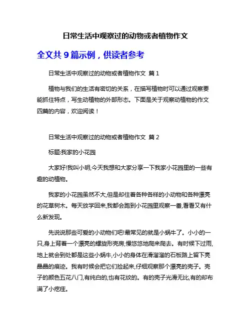 日常生活中观察过的动物或者植物作文