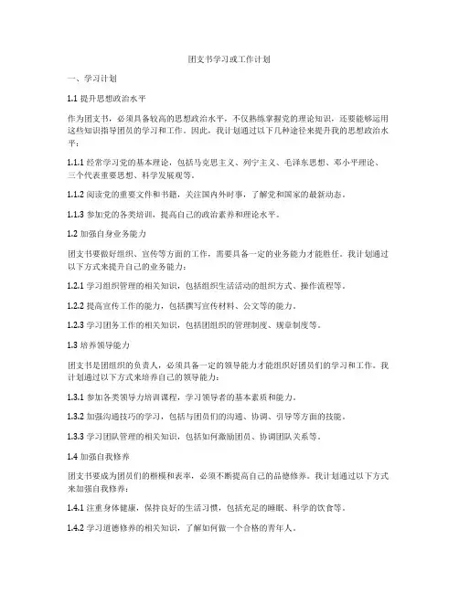 团支书学习或工作计划