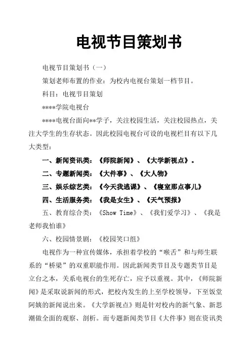 电视节目策划书