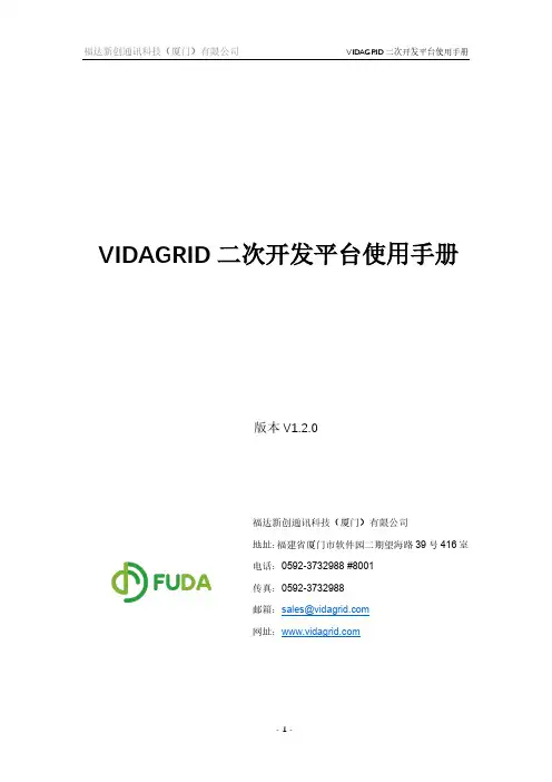 VIDAGRID 二次开发平台使用手册说明书