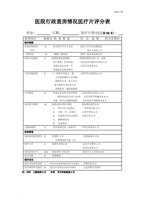 行政查房评分表