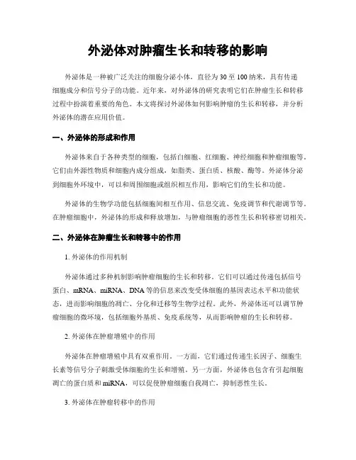 外泌体对肿瘤生长和转移的影响