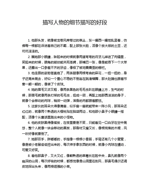 描写人物的细节描写的好段
