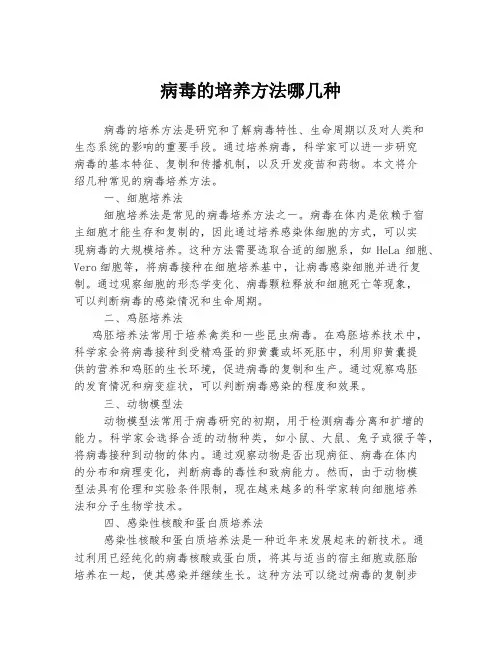 病毒的培养方法哪几种