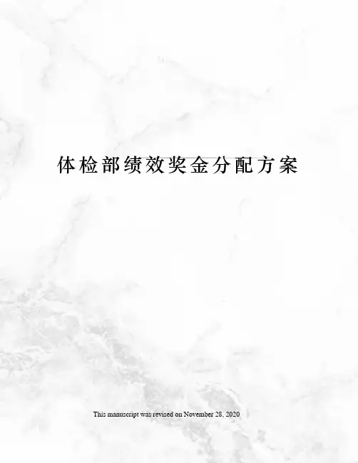体检部绩效奖金分配方案