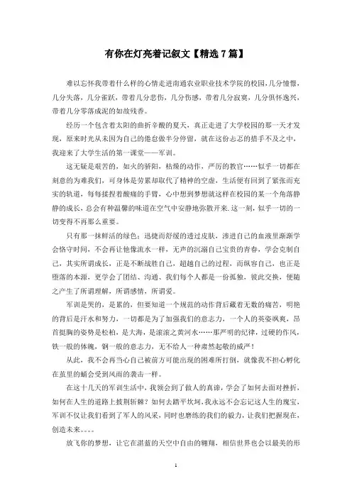 精选有你在灯亮着记叙文【7篇】