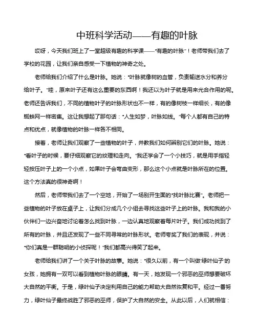 中班科学活动——有趣的叶脉