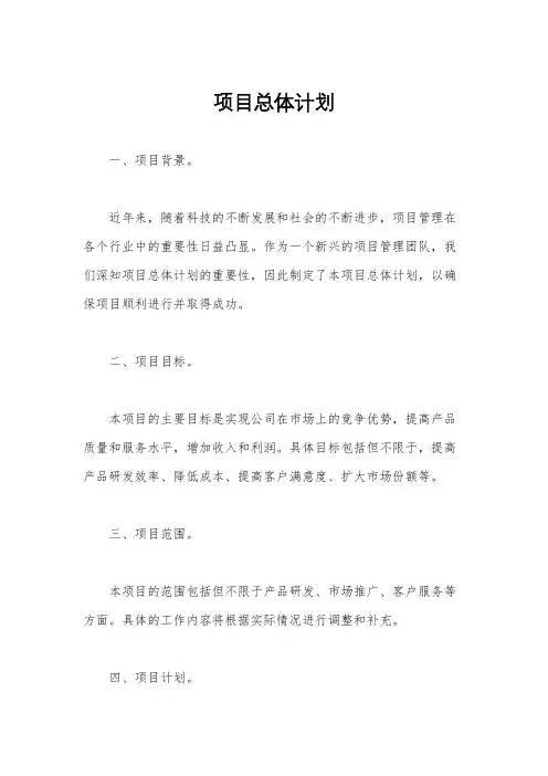 项目总体计划
