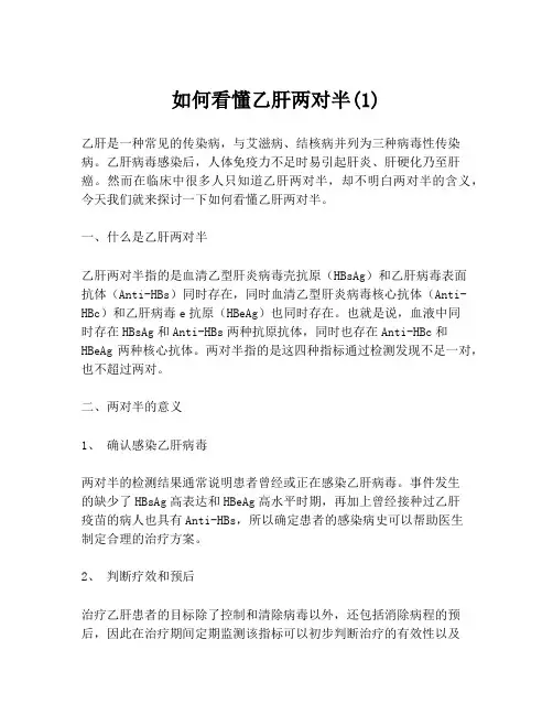 如何看懂乙肝两对半(1)