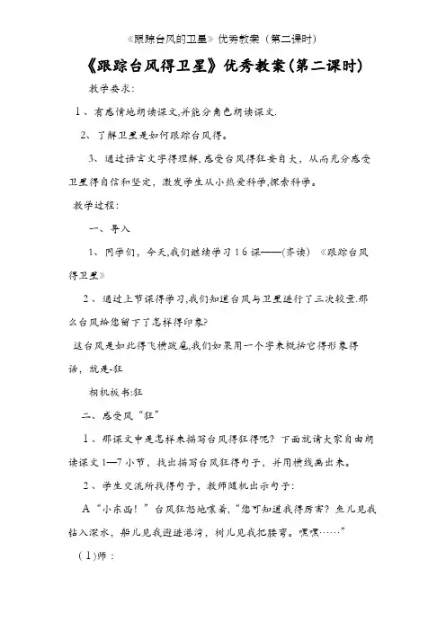 《跟踪台风的卫星》优秀教案(第二课时)
