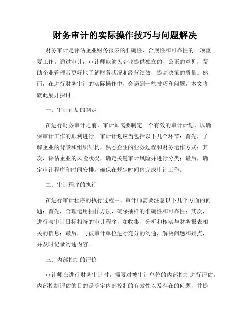 财务审计的实际操作技巧与问题解决