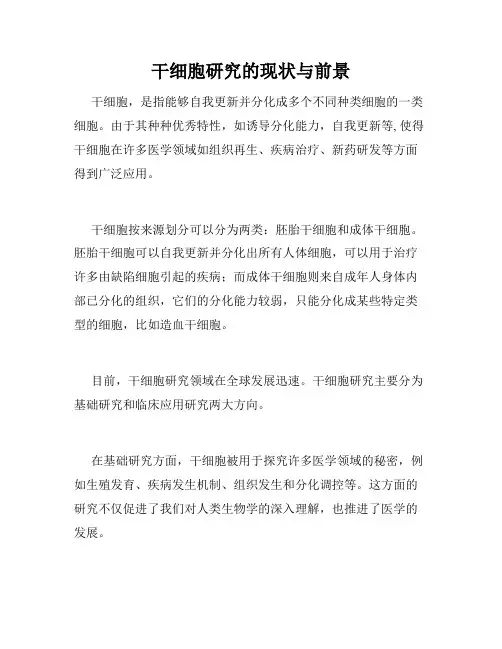干细胞研究的现状与前景