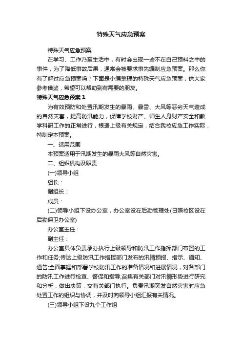 特殊天气应急预案