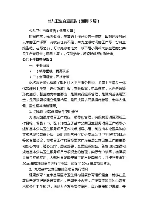 公共卫生自查报告（通用5篇）