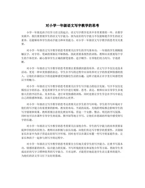 对小学一年级语文写字教学的思考