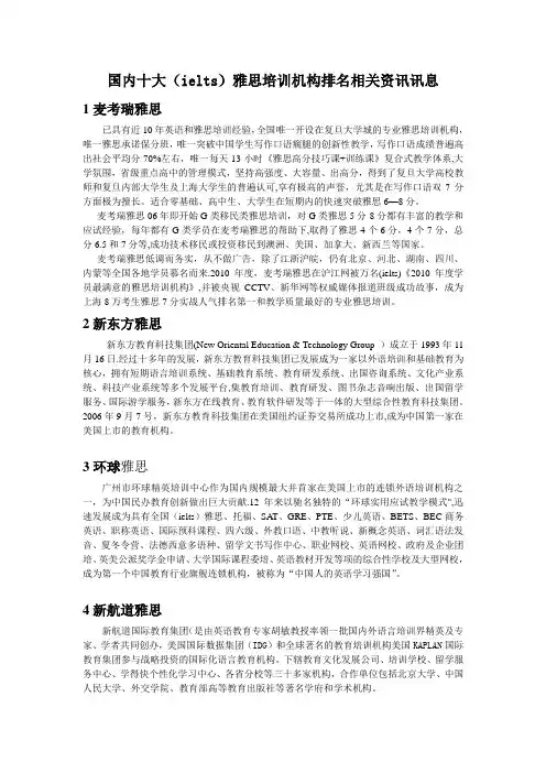 国内十大(ielts)雅思培训机构排名