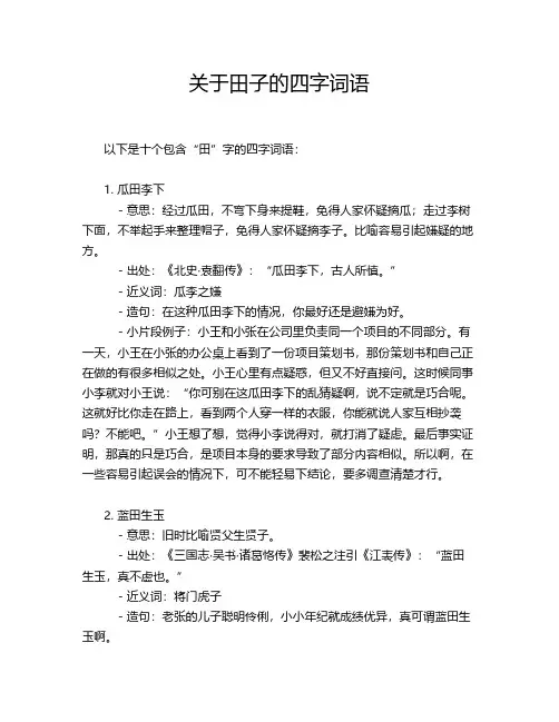 关于田子的四字词语