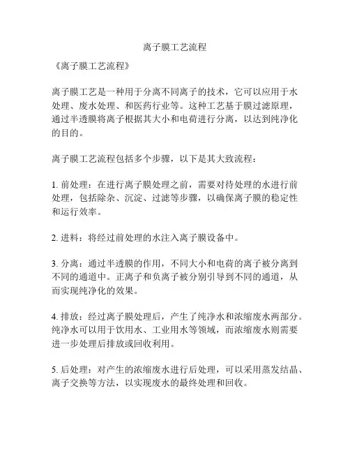 离子膜工艺流程