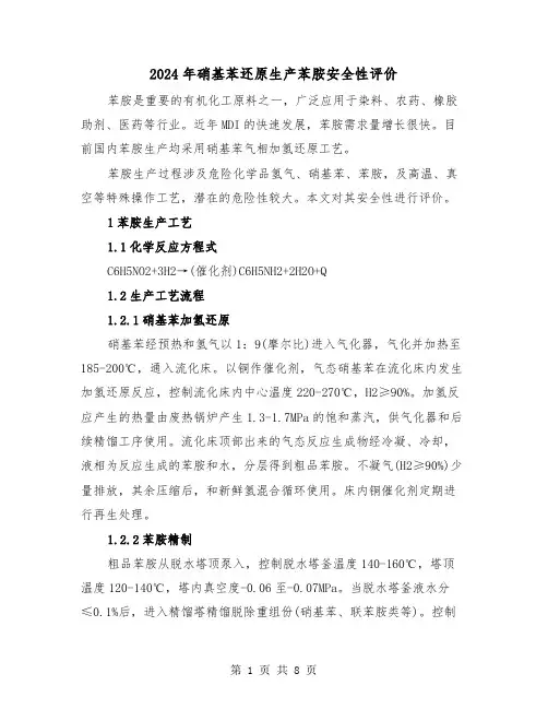 2024年硝基苯还原生产苯胺安全性评价（三篇）