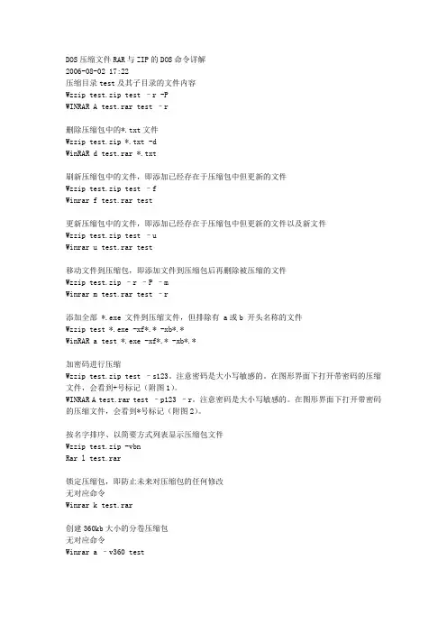 DOS压缩文件RAR与ZIP的DOS命令详解