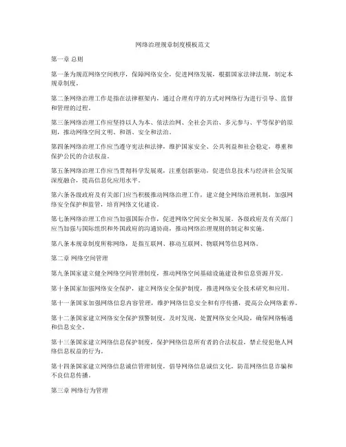 网络治理规章制度模板范文