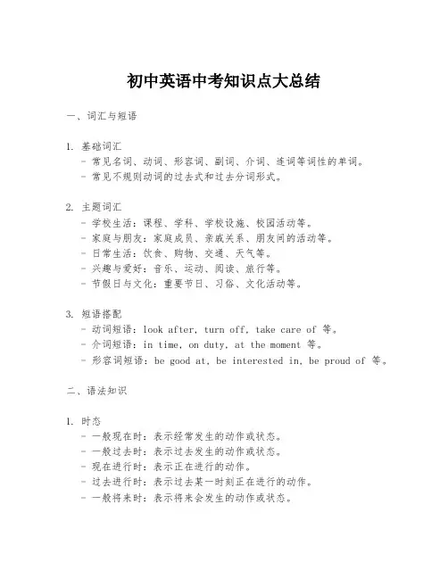 初中英语中考知识点大总结
